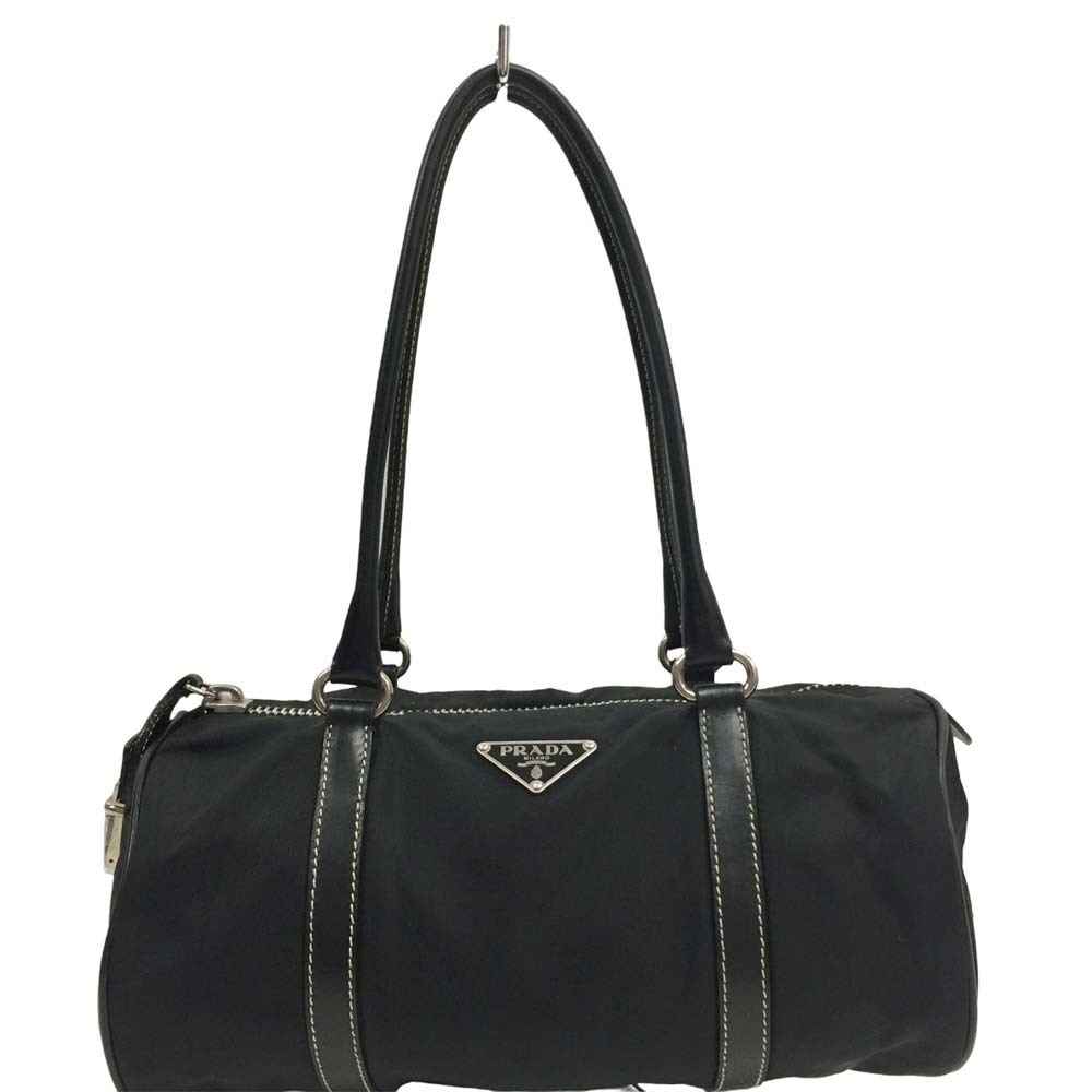 Prada Mini Boston Bag Triangular Plate Nylon X Le… - image 2